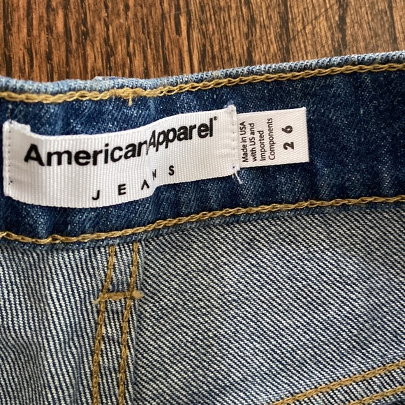 American apparel high waist jean cuff shorts in medium wash - Picture 3 of 3